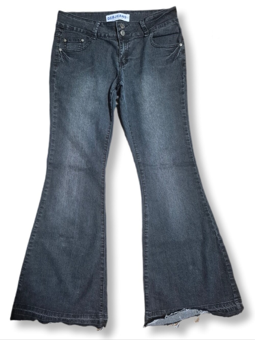 Deb Jeans Women's Dark Gray Double Buttoned Flared Jeans Size 13